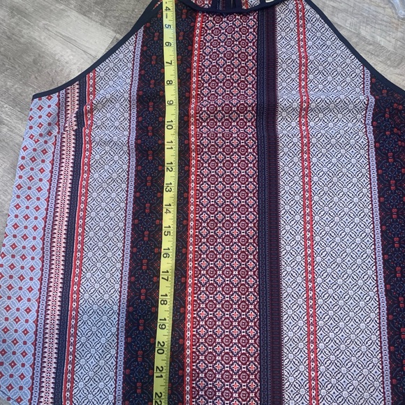 Monteau Top Womens Large Blue red Navy Boho Striped Pullover Blouse - Picture 3 of 9